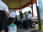 The Walks Bandstand, King's Lynn7th July, 2013The low brass under orders… 'Take it away!'Photo - Jan Foster